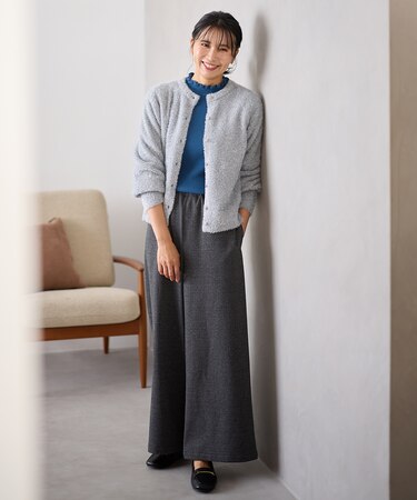 【手洗い可/ウエストゴム】ドロストワイドパンツ