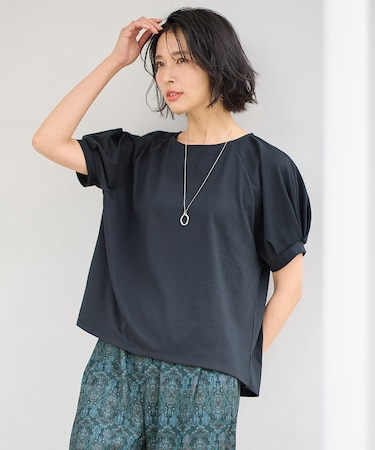 【洗濯機可/接触冷感/UVケア】パフスリーブラグランTシャツ