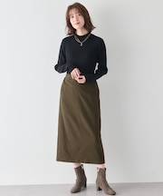 【手洗い可/ウエストゴム】裏起毛ハイストレッチタイトスカート