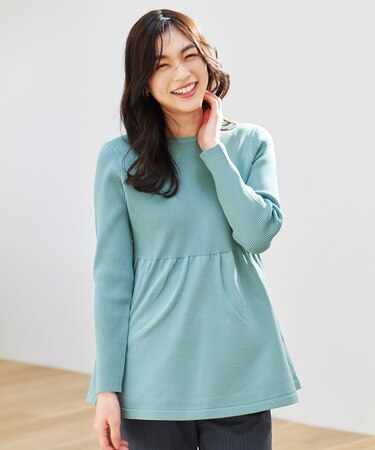 リブコンビペプラムニット