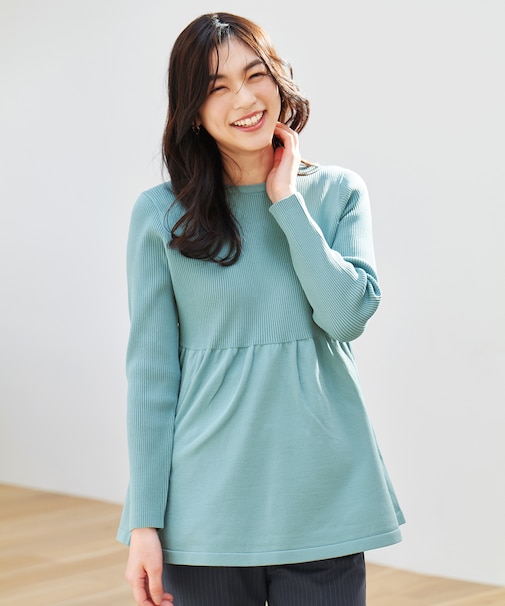 リブコンビペプラムニット