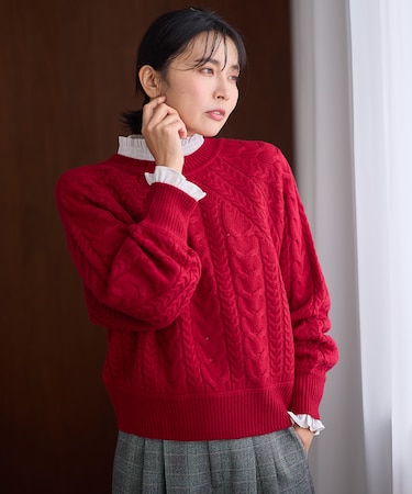 【洗濯機可】ソフトタッチケーブル2WAYニット