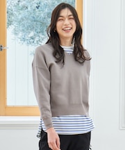 【洗濯機可/UVカット/アンチピリング/5色展開】Ｖネックガーターニットプルオーバー