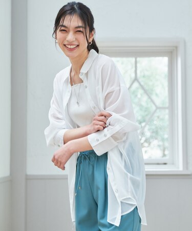 【洗濯機可】シアーストライプシャツ