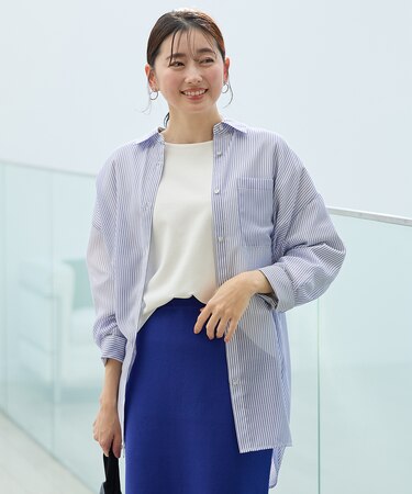 【洗濯機可】シアーストライプシャツ