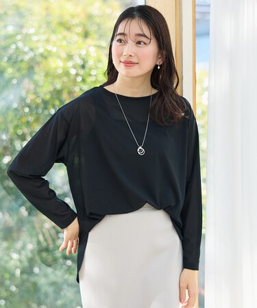 【洗濯機可】シア―ラウンドネックTシャツ