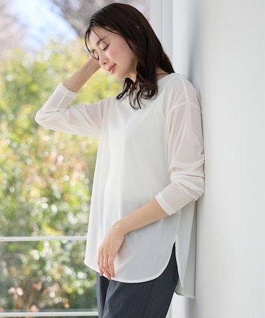 【洗濯機可】シア―ラウンドネックTシャツ