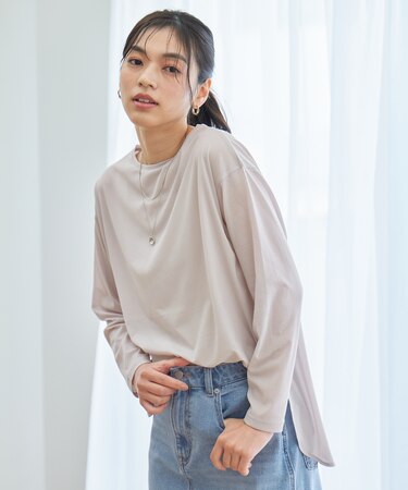 【洗濯機可】シア―ラウンドネックTシャツ