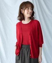 【2SET】ニットツインセット（半袖ニット＋Vネックカーデ）
