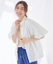 【接触冷感/UVカット/抗菌防臭/速乾】エニイファンクション パフスリーブブラウス