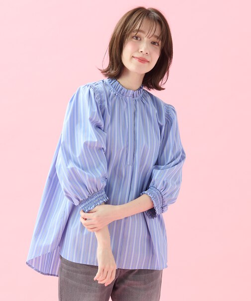 【接触冷感/UVカット/抗菌防臭/速乾】エニイファンクション シャーリングブラウス