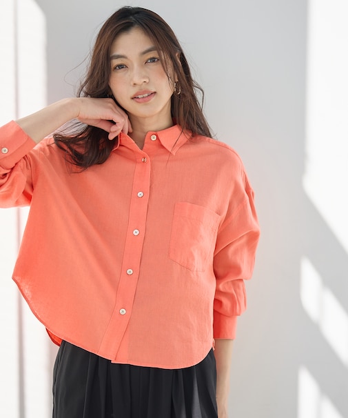 【手洗い可能】ヨーロピアンリネンシャツブラウス