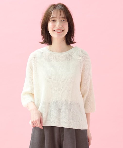 【洗濯機可/アンチピリング】ギマハーフスリーブニット
