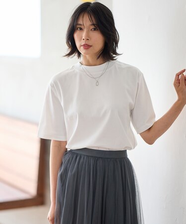 【接触冷感/UVケア】マルチファンクションモックネックTシャツ