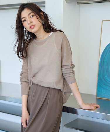 【アンチピリング】メッシュニットプルオーバー
