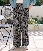 【洗濯機可/ウエストゴム】プリントパンツ