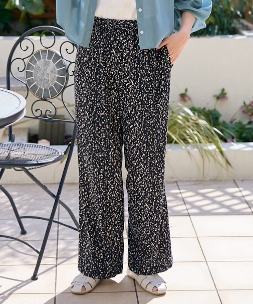 【洗濯機可/ウエストゴム】プリントパンツ