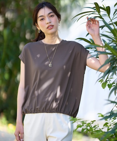【洗濯機可/UVケア】シルケットスムースドロストＴシャツ