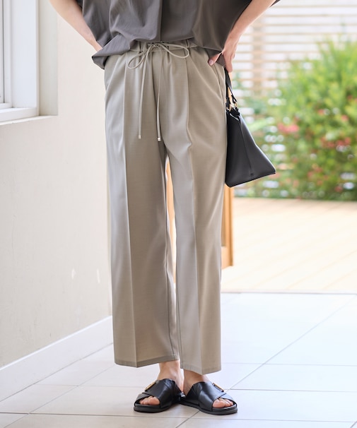 【洗濯機可/セットアップ可/UVケア/速乾/イージーケア】サラサラテックリネンパンツ