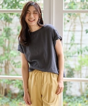 【手洗い可】ヨーロピアンリネンツイストスリーブブラウス