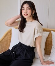 【手洗い可】ヨーロピアンリネンツイストスリーブブラウス