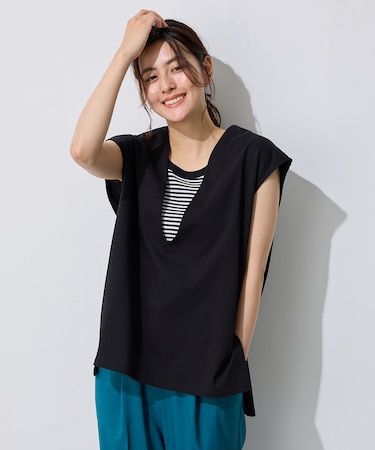 【洗濯機可/接触冷感/UVカット】Vネックチュニック