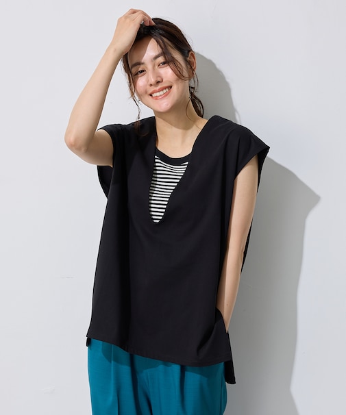 【洗濯機可/接触冷感/UVカット】Vネックチュニック