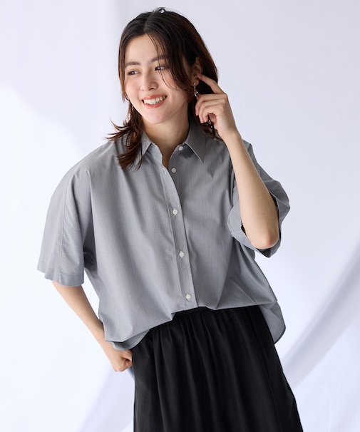 【接触冷感/UVカット/抗菌防臭/速乾】エニィファンクション半袖シャツブラウス