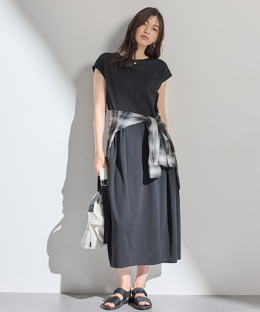 【洗濯機可】ライトポンチコクーンワンピース