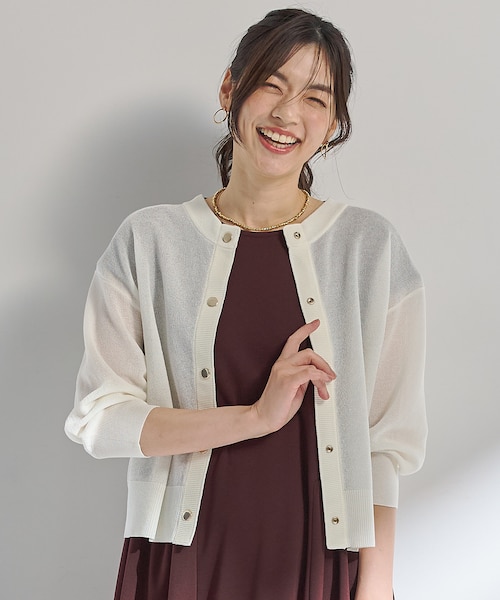 dium. シアーサマーショートカーディガン　新品 Amazon.co.jp: シアートップス ノーカラー レディース サマー