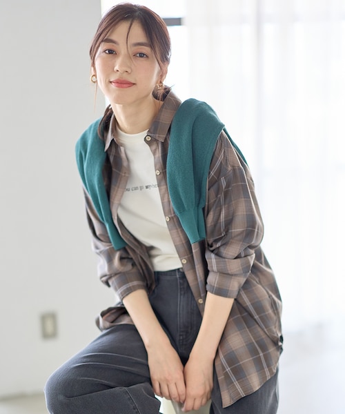 洗濯機可】オンブレーチェックオーバーシャツ｜エニィの通販｜&mall