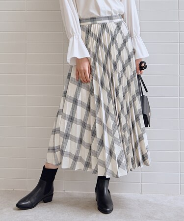 【新色追加/洗濯機可/ウエストゴム】ウーリッシュプリーツスカート