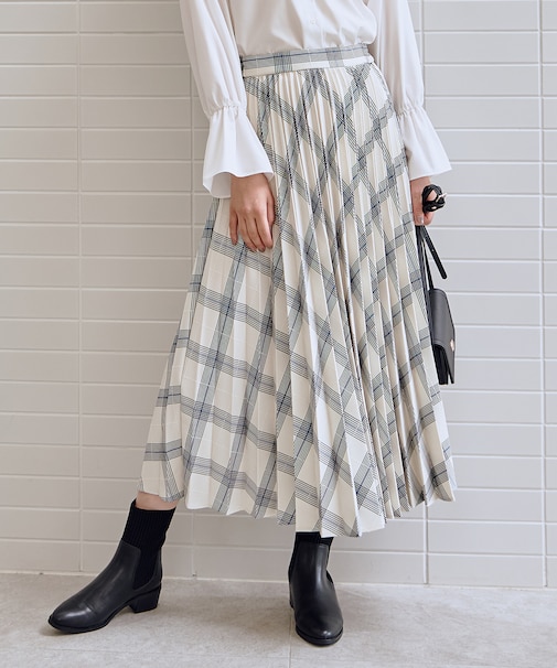 【新色追加/洗濯機可/ウエストゴム】ウーリッシュプリーツスカート