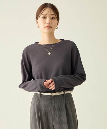 【洗濯機可】シアーワッフルロングスリーブTシャツ