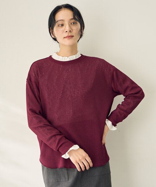 【洗濯機可】シアーワッフルロングスリーブTシャツ