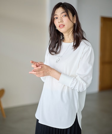 【洗濯機可/UVケア/接触冷感】シャツテールロングスリーブＴシャツ