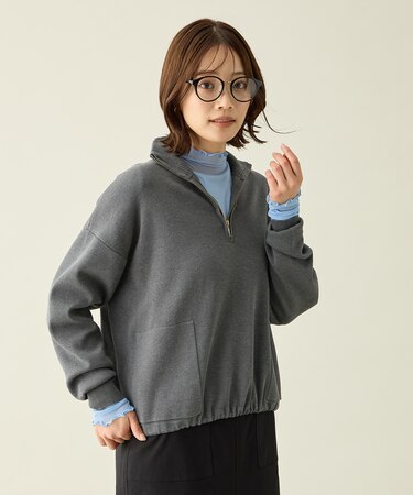 【アンチピリング】スウェットライクハーフジップニット