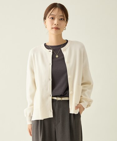 【洗濯機可/静電気防止/アンチピリング】スウェットライクニットカーディガン