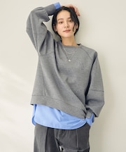 【洗濯機可/アンチピリング】ロゴ刺繍ダンボールトレーナー
