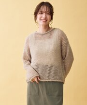 【手洗い可】レーシーネットニット