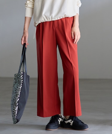 【6サイズ展開/洗濯機可/ウエストゴム/2WAYストレッチ】ウォームワイドパンツ