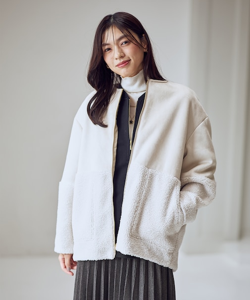 【手洗い可】スエードボアコンビブルゾン