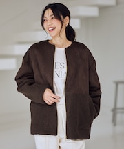 【手洗い可】スエードボアコンビブルゾン