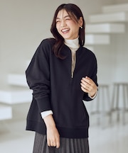 【洗濯機可】ハーフジップスウェット