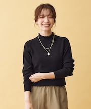 【洗濯機可/吸湿発熱】フリルネックニット