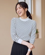 【洗濯機可/吸湿発熱】フリルネックニット