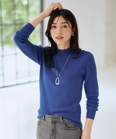 【洗濯機可/吸湿発熱】フリルネックニット