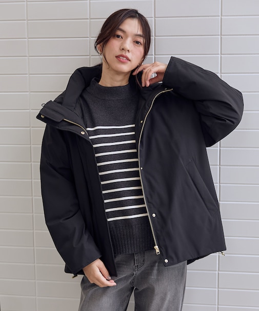 【洗濯機可】撥水フーデットダウンコート