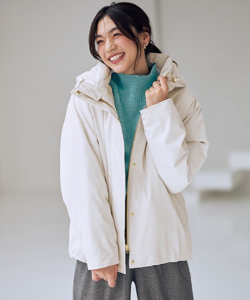 【洗濯機可】撥水フーデットダウンコート