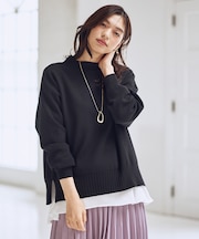 【5色展開/洗濯機可/静電防止】ハイネックデイリーニット